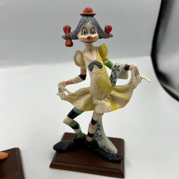 Vintage Fontanini Clown Sculpture Figures Girl Pigtails Hobo Bunny Hat DAMAGED - Picture 8 of 13
